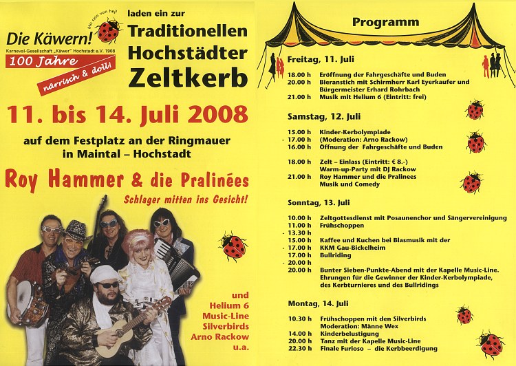 Hochstädter Zeltkerb, Programm 2008