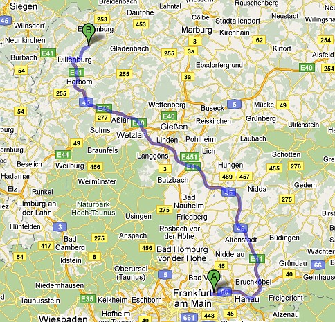 Route nach Nanzenbach an der Dill Route nach Nanzenbach an der Dill